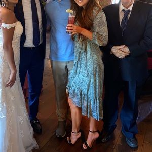 Blue/Green Dress with Black Design